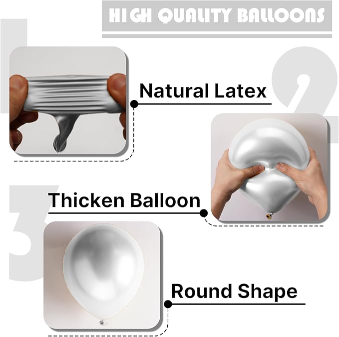 PartyWoo Silver Balloons 152 pcs Different Sizes of 18 12 10 5 Inch Silver Balloon Arch Kit Garland for Birthday Graduation Bachelorette Engagement Bridal Shower Wedding Party Decorations Silver-G102