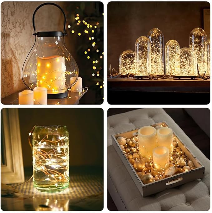 BXROIU Fairy Lights CR2032 Battery Operated,6.6Ft/2Meter 20 LEDs Micro Silver Wire String Lights for Bedroom Christmas Party Wedding Decoration(Warm White, 12 Pack)