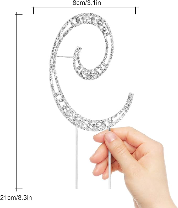 Letter C Cake Topper Rhinestone Crystal Silver Letter For Wedding or Anniversary Birthday Party Decoration Supplies