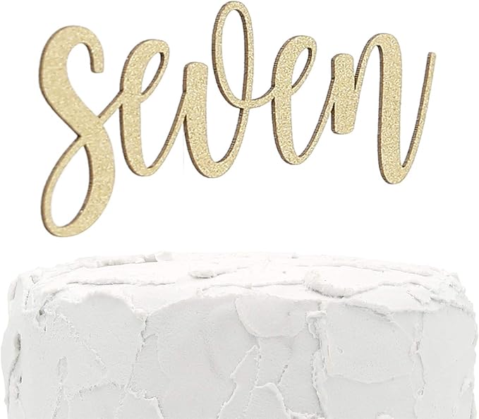 7th Birthday Cake Topper - seven - double sided glitter - Premium quality Made in USA