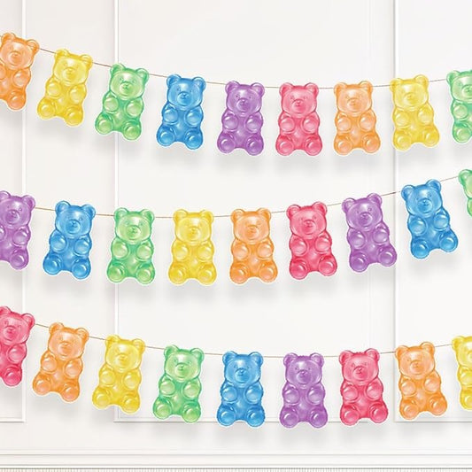 Cheerland Candyland Party Decorations Gummy Candy Bear Banner Streamers Colorful Bear Candy Garland Decoration for Christmas Baby Shower Birthday Kids Birthday Hanging Banner Decoration Pack of 3