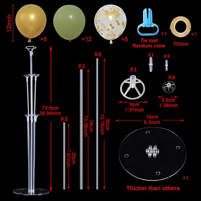 4 Sets Balloon Stand Kits, Balloon Sticks Holder with Base for Table Green and Gold Party Decorations for Men's Women's Birthday Wedding Gender Reveal Baby Shower Graduation Decorations 2026