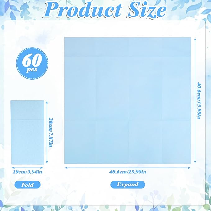 60 Pcs Light Blue Linen-Feel Paper Napkins with Built-in Flatware Pocket, Pocket Linen Napkins Prefolded Cloth Like Paper Napkins Bulk for Silverware Easter Wedding Baby Shower Birthday Bridal Party