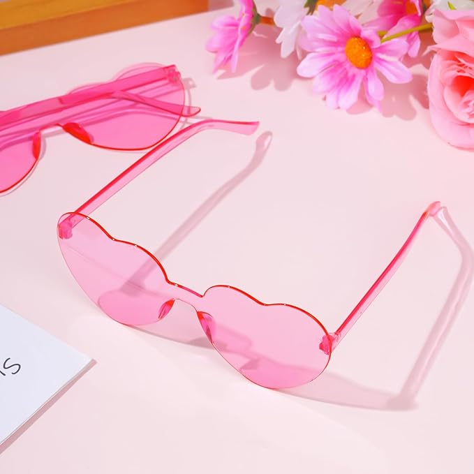 30 Pcs Heart Shape Sunglasses Frameless Transparent Glasses Get-Together Favors for Women