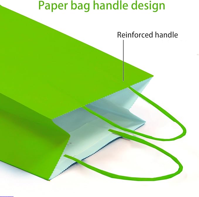 ADIDO EVA 25 PCS Light Green Gift Bags Small Paper Bags with Handles for Party Favor (8.2 x 6 x 3.1 in, Light Green)