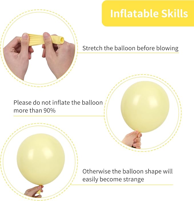 RUBFAC 87pcs Pastel Yellow Balloons Different Sizes 18 12 10 5 Inches for Garland Arch, Premium Yellow Latex Balloons for Birthday Party Wedding Baby Shower Bridal Shower Decorations