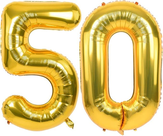 TONIFUL 40 Inch Gold Large Numbers Balloon Birthday Party Decorations, Foil Mylar Big Number Balloon Digital 50 for 2026 Graduation New Year Eve 50th Birthday, 50th Anniversary Ceremony Photo Shoot