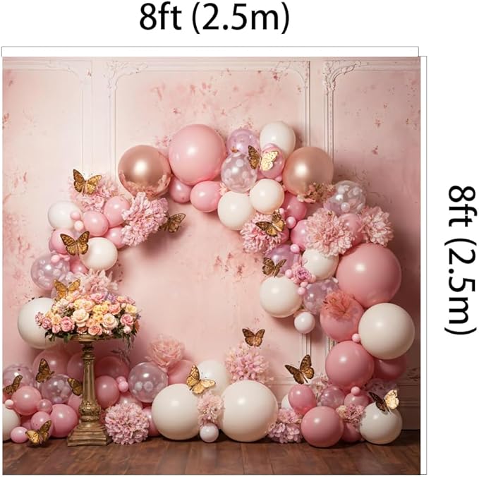 Kate 8x8ft Sweet 1st Birthday Backdrops for Photography Colorful Balloons Background Butterflies with Flowers Backgrounds Sweet Baby Birthday Party Decoration Studio Backdrop