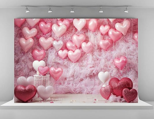 Kate 10x6.5ft Sweet Birthday Party Backdrops for Photography Happy Valentine's Day Background Pink Love Heart Balloons Backgrounds Newborn Baby Bridal Shower Portrait Studio Backdrop