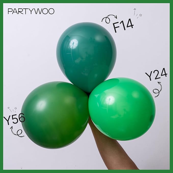 PartyWoo Dark Green Balloons 152pcs Different Sizes of 18 12 10 5 Inch Emerald Hunter Forest Green Balloon Arch Kit for Birthday Christmas Graduation Dinosaur Jungle Theme Party Decorations Green-Y56