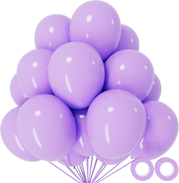 110pcs Pastel Purple Balloon 12 Inch, Pastel Purple Latex Balloons for Birthday Party Baby Shower Wedding(with 2 Ribbons).