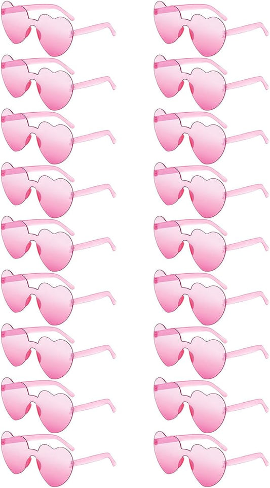 SUNOVELTIES 18 Heart Shape Rimless Sunglasses Transparent Candy Color Party Glasses Colored Eyewear for Women
