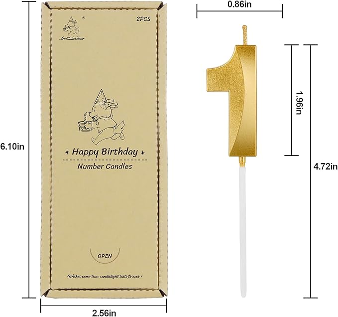 Birthday Candles, 1.96 Inch Number 19 Happy Birthday Candles, Number Candles Decoration for Birthday Party and Anniversary Celebration(Champagne Gold)