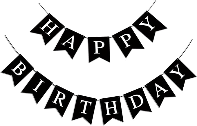 Happy Birthday Banner - Black Birthday Decorations Birthday Sign - for Birthday Party Backdrop Decor, Black Happy Birthday Sign Party Hanging Supplies for Girls Boys and Women