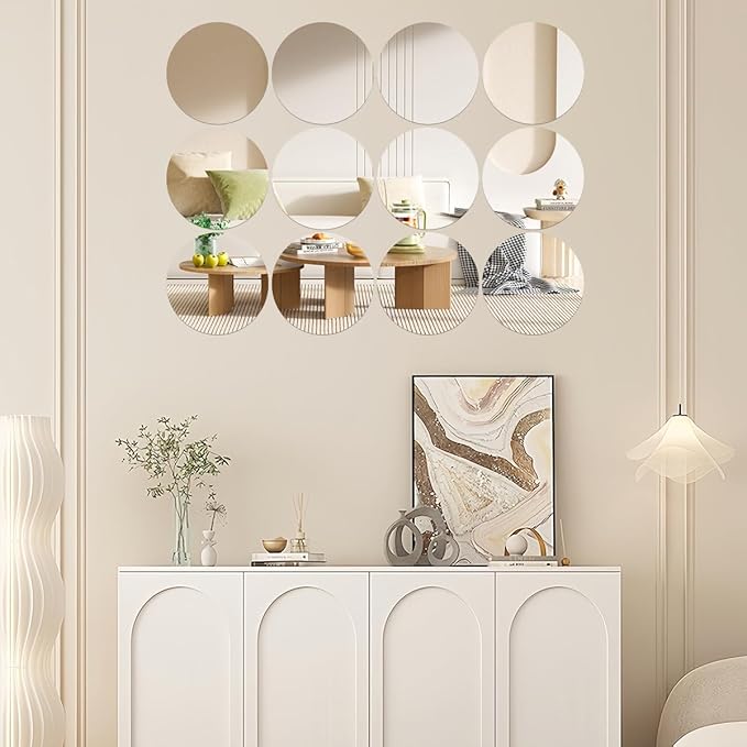 18 Pack Round Mirrors for Centerpieces, Circle Mirror Centerpieces for Tables, Tray Candle Plates Acrylic Mirrors for Table Wedding Birthday Christmas Miroor Home Wall Decor (10inch)