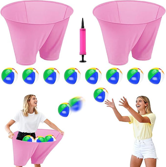 Granny Pants Game with Bouncy Balls and 1 Air Pump (Random Colors), Granny Pants Outdoor Game Baby Shower Funny Party Game for Adults & Families, Big Pants Ball Game Granny Pants Yard Game