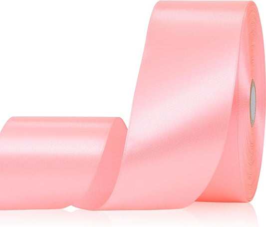Cherry Blossom Pink Ribbon 2 Inch 60 Yards, Versatile Solid Satin Ribbon for Flower Bouquet, Wedding, Crafts, Gift Wrapping, Baby Shower, DIY Bows and Outdoor Decor