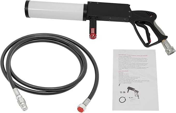 Smoke Machine With RGB Lights, CO2 Fog Cannon Jet Stage Effect Fogger LED Handheld Blaster With 10ft Hose for Nightclub Wedding Party DJ Halloween