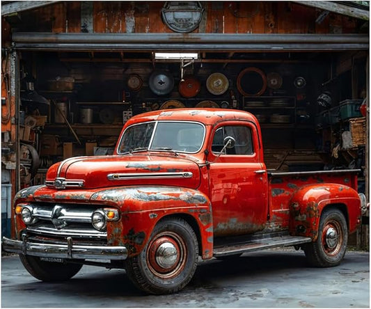 Kate 10x8ft Vintage Old Scrapped Pickup Trucks Photography Backdrops Car Repair Shop Photo Backgrounds Boy Birthday Party Background Video