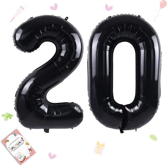 40 inch Number Balloon 0-9 Black Large Number 20 Balloons,Digital Balloons for Birthday Party Celebration Decorations Supplies, Helium Foil Number Balloons for Wedding Anniversary