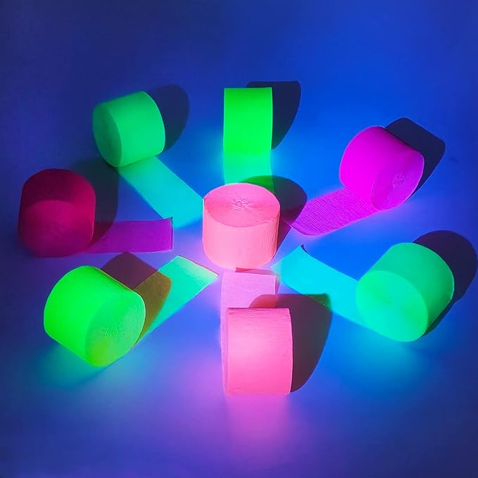 8 Rolls in 4 Colors Neon Party Streamers, 8 Pieces 82 feet Crepe Paper Streamets Stremmer Aqua Party Decorations, Party Supplies for Bachelorette Wedding Birthday Baby Shower Graduation Bridal Shower