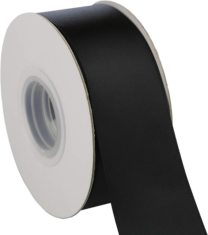 ITIsparkle 11/2" Inch Double Faced Satin Ribbon 25 Yards-Roll Set for Gift Wrapping Party Favor Hair Braids Hair Bow Baby Shower Decoration Floral Arrangement Craft Supplies, Black Ribbon