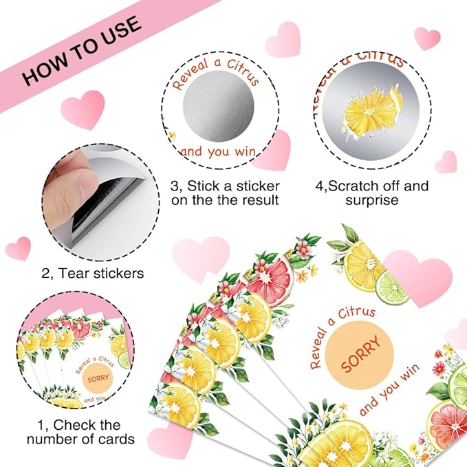 50 Pcs The Lemon Themed Scratch-off Game Cards, Scratch Card for Engagement Party, Wedding, Bachelorette Party, Bridal Lottery Ticket, Citrus Lemon Bridal Shower Decorations