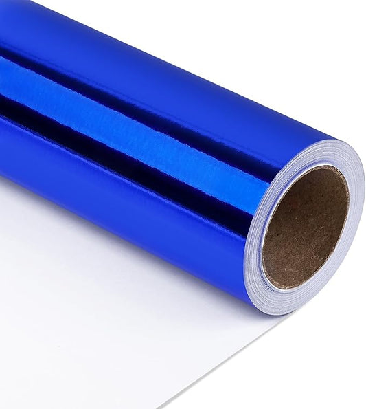 NESCCI Royal Blue Metallic Wrapping Paper, Solid Color Paper,Gift Wrapping Paper,Perfect for Wedding,Valentine's Day,Birthday, Christmas,Baby Shower,DIY Bouquet (17 Inches X 32.8 Feet)
