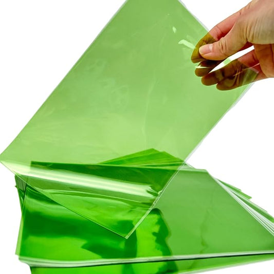 AimtoHome Cellophane Treat Bags Green, 9x6 inches, 50 Pack with Ties,Small Party Favors bags for Cookie Candy Popcorn