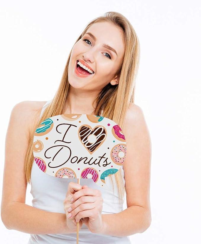 Big Dot of Happiness Donut Worry, Let's Party - Doughnut Party Photo Booth Props Kit - 20 Count