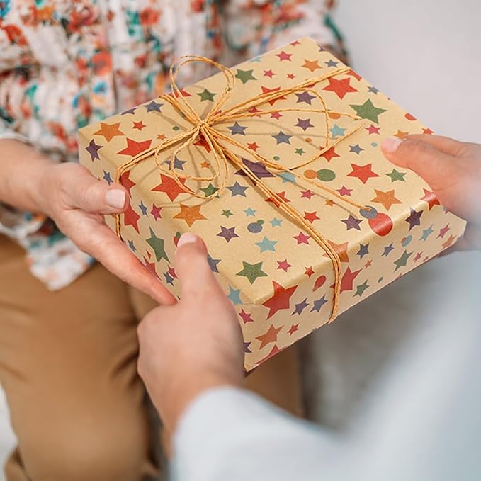 Birthday Wrapping Paper,Gift Wrapping Paper Roll,Kraft Wrapping Paper - 4 Roll 17 X 120 inch Per roll,Colorful Happy Birthday Pattern For Boys Girls Men Women, Perfect For Birthdays Party, Baby Shower