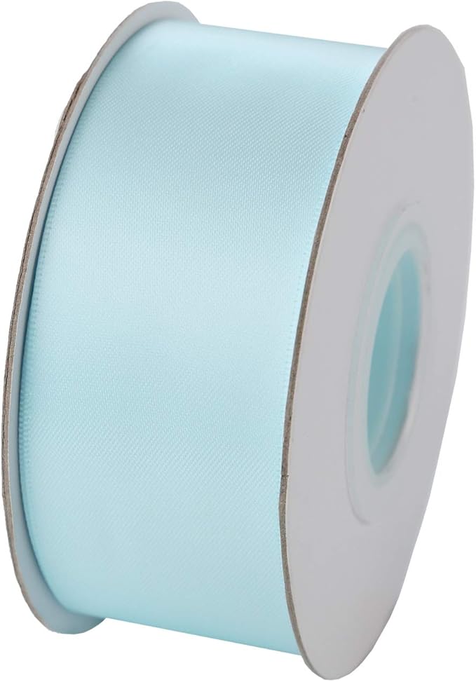 ITIsparkle 11/2" Inch Double Faced Satin Ribbon 25 Yards-Roll Set for Gift Wrapping Party Favor Hair Braids Hair Bow Baby Shower Decoration Floral Arrangement Craft Supplies, Light Blue Ribbon