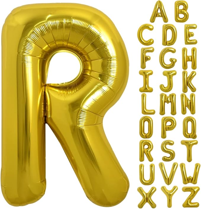 TONIFUL 40 Inch Large Gold Letter R Balloons, Foil Mylar Big Balloons for 2026 New Year Eve Graduation Wedding Baby Shower Birthday Party Anniversary Supplies Decorations