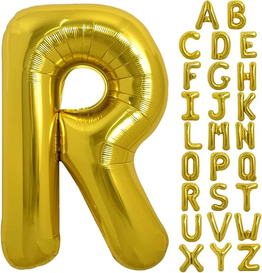 TONIFUL 40 Inch Large Gold Letter R Balloons, Foil Mylar Big Balloons for 2026 New Year Eve Graduation Wedding Baby Shower Birthday Party Anniversary Supplies Decorations