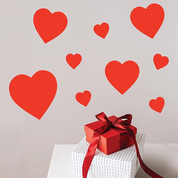 Beistle Printed Heart Cutouts – 9 Red Heart Cardstock Decorations in 3 Sizes for Valentine’s Day Displays, Wedding Celebrations, Romantic Events, Wall and Window Décor, 4”, 8.5”, 12”