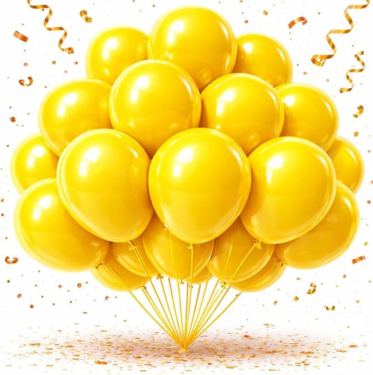 Yellow Balloons 100 Pack, Latex Party Balloons, 12 Inch Round Helium Yellow Balloons Birthday Baby Shower Graduation Sunflower Lemon Bee Hawaiian Theme Party Decorations