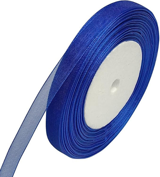 Chenkou Craft Solid Organza Ribbon 3/8“(10mm) Blue 1 Roll 50 Yards Craft Bow Party Decoration Packing Ribbons (Blue, 3/8"(10mm))