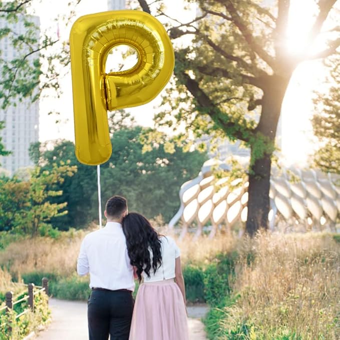 TONIFUL 40 Inch Large Gold Letter P Balloons Helium Balloons,Foil Mylar Big Balloons for 2026 New Year Eve Graduation Wedding Baby Shower Birthday Party Anniversary Supplies Decorations
