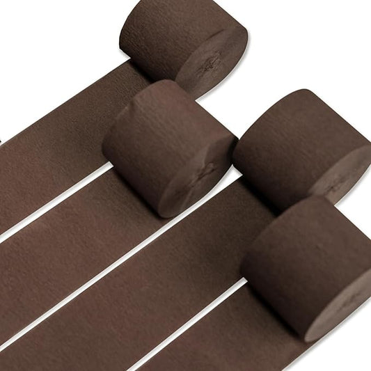 PartyWoo Brown Crepe Paper Streamers 4pcs 328ft Pack of Boho Neutral Crepe Paper Streamers for Birthday Baby Shower Wedding Graduation Anniversary Retirement Woodland Jungle Theme Party Decorations