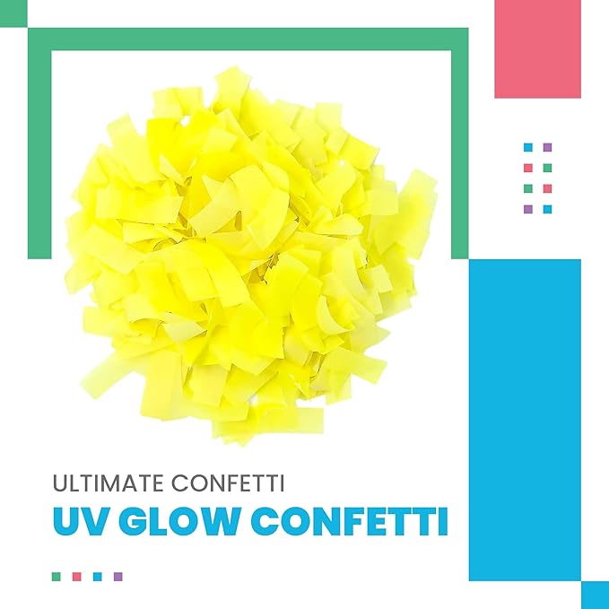 Ultimate Confetti, Yellow UV Glow Rectangular Biodegradable Confetti -Tissue Paper Flame-Resistant & Slow-Falling Confetti for Cannon and Launcher use - Best for Celebrations - 1 lb, 16 oz
