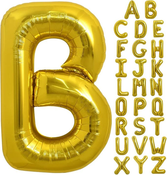 TONIFUL 40 Inch Large Gold Letter B Balloons - Helium Filled, Foil Mylar Big Balloons for Birthday Party & Anniversary Decorations