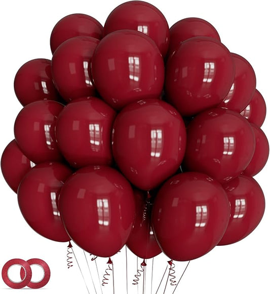 100pcs Burgundy Balloons 12inch Dark Red Maroon Party Latex Balloons for Graduation Thanksgiving Wedding Engagement Birthday Anniversary Valentines Party Decorations
