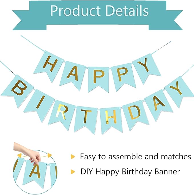 Happy Birthday Banner Party Banner Birthday Hanging Decoration for Women Men Girls Boys Adults Pets Party Backdrop Wall Decor Party Supplies