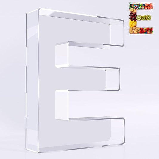 Ledido 10’’ Acrylic Letter Charcuterie Board Box, Reusable Fillable Serving Tray for Candy Cake Fruit Snack, Easy-Clean Acrylic Charcuterie Tray for Birthday Anniversary Party Decorations, Letter E