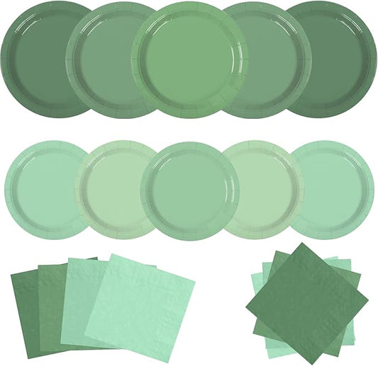 180pcs Sage Green Paper Plates and Napkins Set,Sage Green Baby Shower Decorations,for Birthday Wedding Bridal Baby Shower Party Supplies, Serve 60