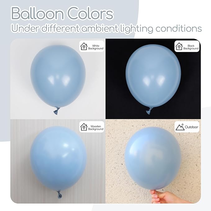 120pcs Dusty Blue Balloons, 18 12 10 5 inch Different Sizes Dusty Blue Balloon Arch Kit for Boho Gender Reveal Bridal Baby Shower Birthday Party Decorations