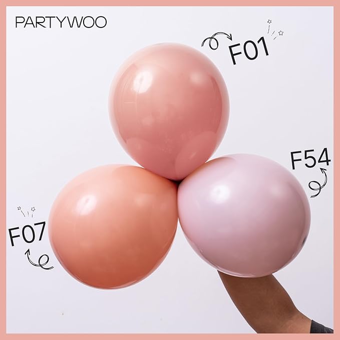 PartyWoo Dusty Pink Balloon Arch Kit Garland 142pcs Different Sizes of 18 12 10 5 Inch Blush Rose Pink Nude White Sand Gold Confetti Boho Balloons for Baby Shower Birthday Wedding Party Decorations