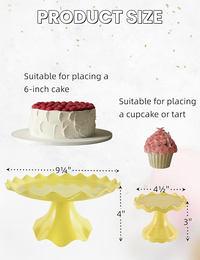 3 Pcs Cake Stand Set, Laced Cake Stand, Mini Cupdake Holder for Party,Wedding,Birthday,Celebration,Baby Shower,Anniversary (Macaroon Yellow)