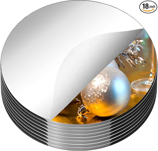 18 Pack Round Mirrors for Centerpieces, Circle Mirror Centerpieces for Tables, Tray Candle Plates Acrylic Mirrors for Table Wedding Birthday Christmas Miroor Home Wall Decor (12inch)