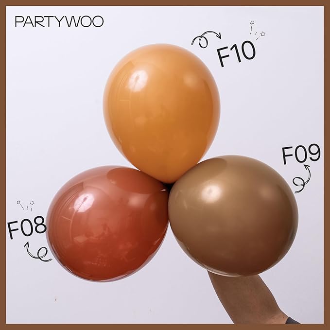 PartyWoo Tan Balloons 140 pcs Different Sizes of 18 12 10 5 Inch Boho Neutral Light Brown Coffee Fall Latex Balloon Arch Kit for Birthday Safari Boy Baby Shower Jungle Party Decorations Brown-F10